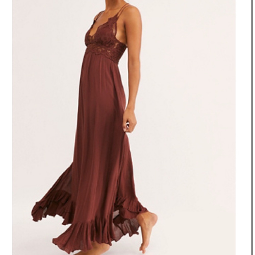 Free People One Adella Maxi Slip. Color: Mocha.  Size:S